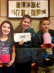 Clear Springs Elementary Students with their well earned donations.  