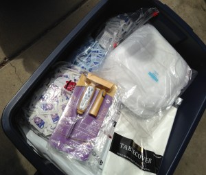 Sample shelter kit supplies carried on a Red Cross logistics truck. Photo credit: Lynette Nyman/American Red Cross