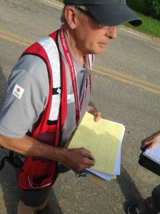 Red Cross volunteer Rick Graft during recent flood damage assessment in Blakely Township, MN.