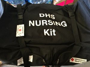 The Disaster Health Services Nursing kit is condensed into one duffle bag and can serve up to 50 people at a shelter. 